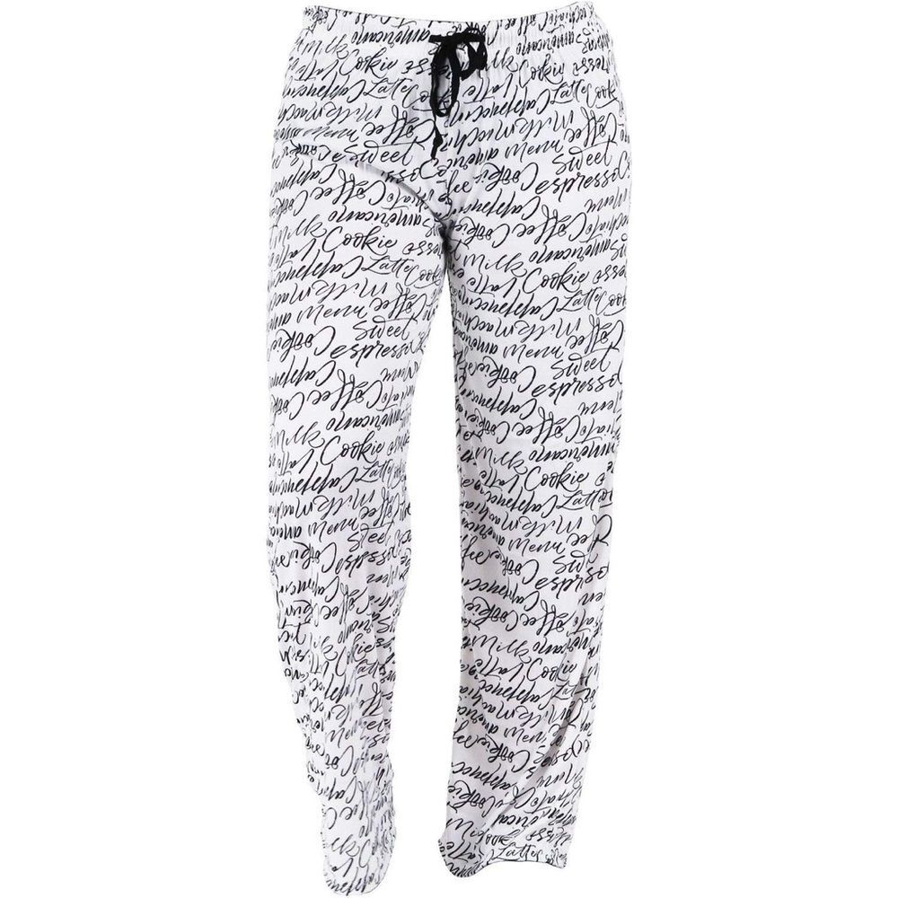 Hello Mello Total Bliss Lounge Pants No Drawstring M/L Breakfast Coffee Script